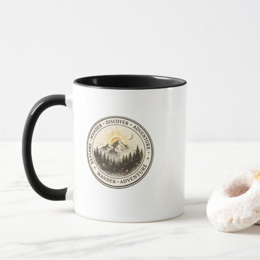 Verken Wander Ontdek Bergavontuur  Mok (Met donut)