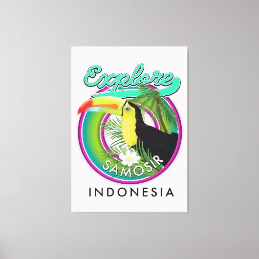 verkennen Samosir indonesië reislogo Canvas Afdruk (Voorkant)