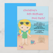 Verkennende uitnodiging van de Kute Girls Beach Pa (Voorkant / Achterkant)