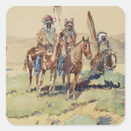 Verkennersgroep Western Art door Edward Borein Vierkante Sticker