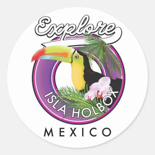verkenning van Isla Holbox strand mexico reispatch Ronde Sticker (Voorkant)