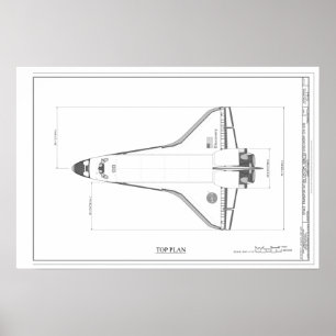 verkenningsblauwdruk voor Space Shuttle Poster