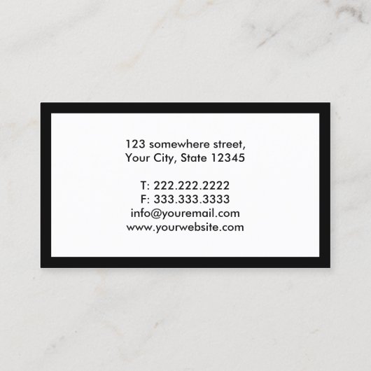 Verkenningsminimalistisch zwart omhuld visitekaartje (Achterkant)