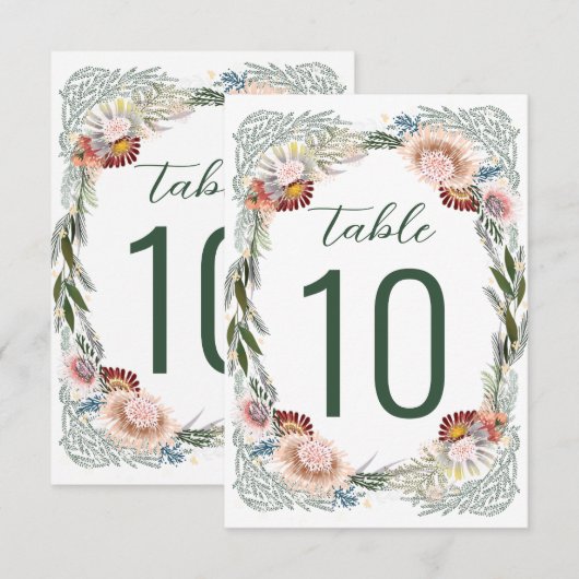 Verkettingen Boho Green White Table Number (Voorkant / Achterkant)