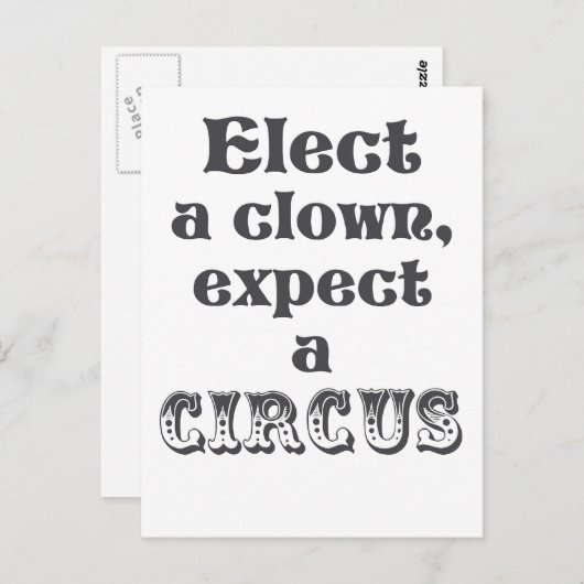 Verkies een clown, verwacht een circus! Fun Anti T Briefkaart (Voorkant / Achterkant)