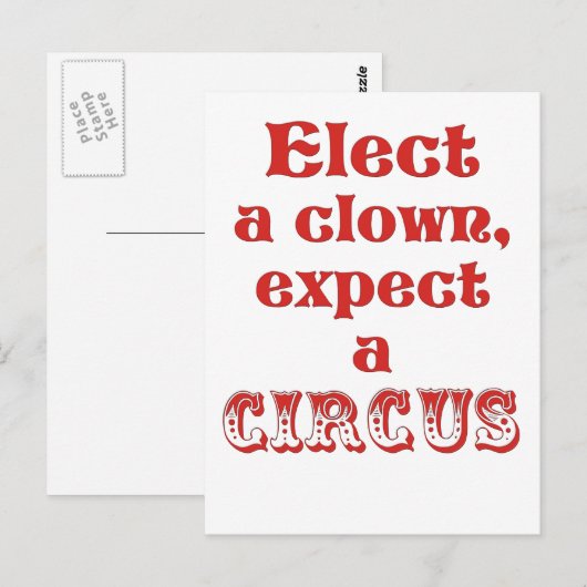 Verkies een clown, verwacht een circus! Fun Anti T Briefkaart (Voorkant / Achterkant)