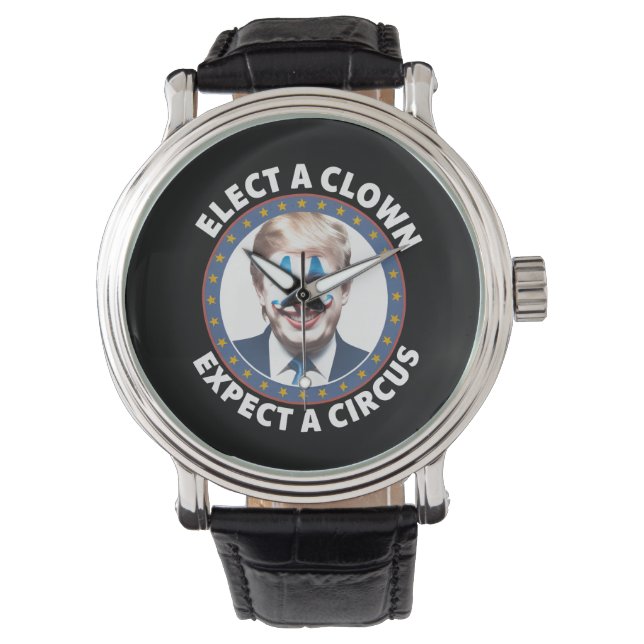 Verkies een clown Verwacht een circus grappige pol Horloge (Voorkant)