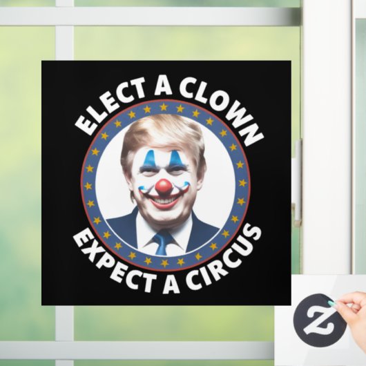 Verkies een clown Verwacht een circus grappige pol Raamsticker (Huis)