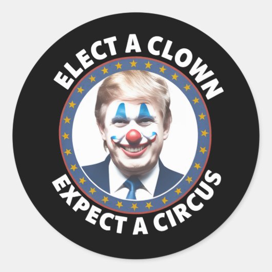 Verkies een clown Verwacht een circus grappige pol Ronde Sticker (Voorkant)
