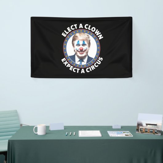 Verkies een clown Verwacht een circus grappige pol Spandoek (Beurs)