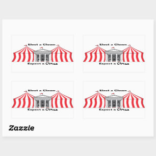 Verkies een clown, verwacht een circussticker rechthoekige sticker