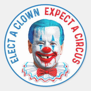 Verkies een grappige anti-joe Biden clown face Cla Ronde Sticker