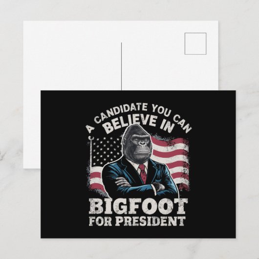 Verkiezing 2024 Grappige Stem Sasquatch VS Briefkaart (Voorkant / Achterkant)