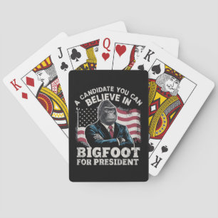 Verkiezing 2024 Grappige stemming Sasquatch USA Pokerkaarten