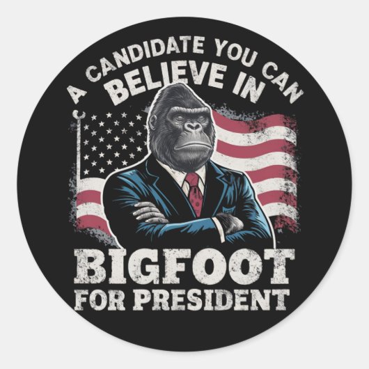 Verkiezing 2024 Grappige stemming Sasquatch USA Ronde Sticker (Voorkant)