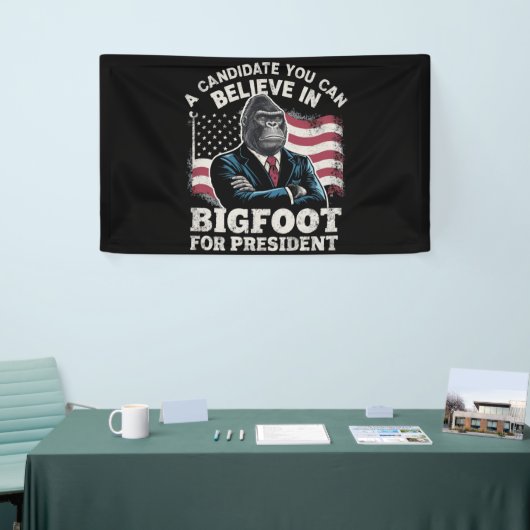 Verkiezing 2024 Grappige stemming Sasquatch USA Spandoek (Beurs)