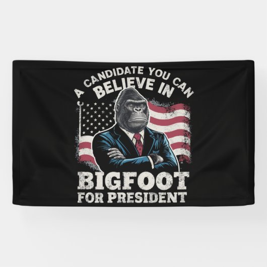 Verkiezing 2024 Grappige stemming Sasquatch USA Spandoek (Horizontaal)