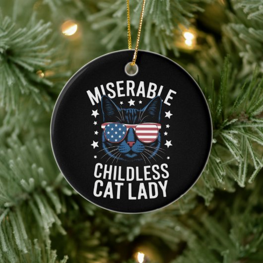 Verkiezing 2024 Kinderloze Cat Lady Feministische Keramisch Ornament (Boom)