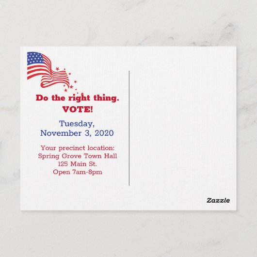 Verkiezing Button Amerikaanse vlag Briefkaart (Achterkant)