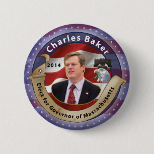 Verkiezing Charles Baker voor gouverneur van Massa Ronde Button 5,7 Cm