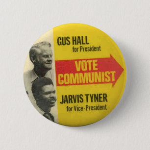 Verkiezing CPUSA 1976 - Gus Hall/Jarvis Tyner Butt Ronde Button 5,7 Cm