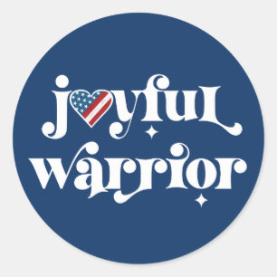 Verkiezing Joyful Warrior White Type USA Vlag Hart Ronde Sticker