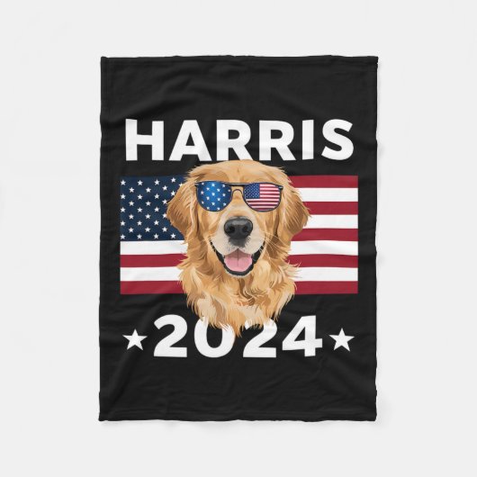 Verkiezing Kamala Harris 2024 Golden Retriever Dog Fleece Deken (Voorkant)