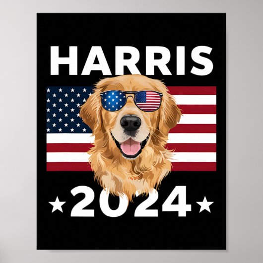 Verkiezing Kamala Harris 2024 Golden Retriever Dog Poster (Voorkant)