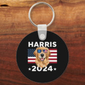 Verkiezing Kamala Harris 2024 Golden Retriever Dog Sleutelhanger (Voorkant)