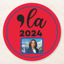 Verkiezing Kamala Harris 2024 Grappig Anti Trump Ronde Kartonnen Onderzetter