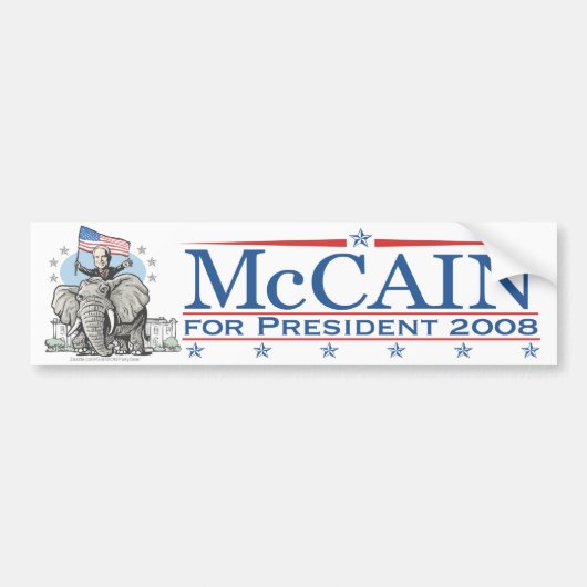 Verkiezing McCain GOP Elephant 2008 Bumpersticker (Voorkant)