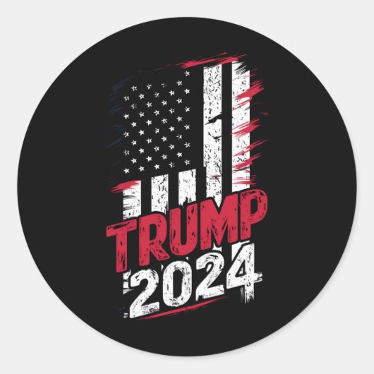 Verkiezing TRUMP 2024 Amerikaanse  vlag Ronde Sticker (Voorkant)