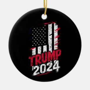 Verkiezing TRUMP 2024 USA Vintage Vlag Keramisch Ornament