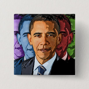 Verkiezing van Barack Obama voor President Vierkante Button 5,1 Cm