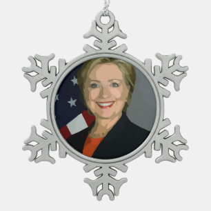 verkiezing van Hillary Clinton 2016 Pewter Ornamen Tin Sneeuwvlok Ornament