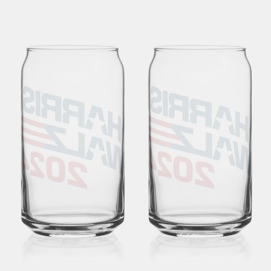 Verkiezingen Harris Walz 2024 Blikvorm Glas (Achterkant)