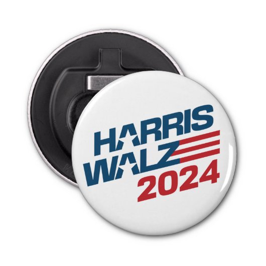 Verkiezingen Harris Walz 2024 Button Flesopener (Voorkant)