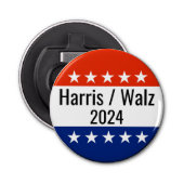 Verkiezingen Harris Walz 2024 Button Flesopener (Voorkant)
