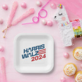 Verkiezingen Harris Walz 2024 Papieren Bordje (Feest)