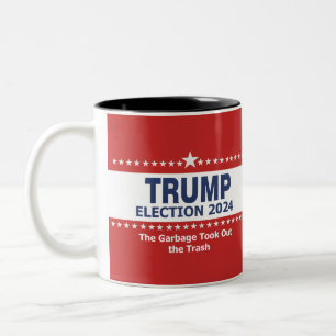 Verkiezingen Trump 2024: De vuilnis heeft de prull Tweekleurige Koffiemok