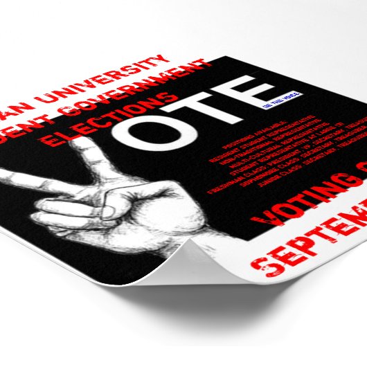 Verkiezingen van de studentenregering poster (Hoek)