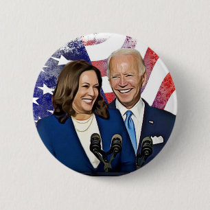 Verkiezingen voor de presidenten Biden en Harris 2 Ronde Button 5,7 Cm