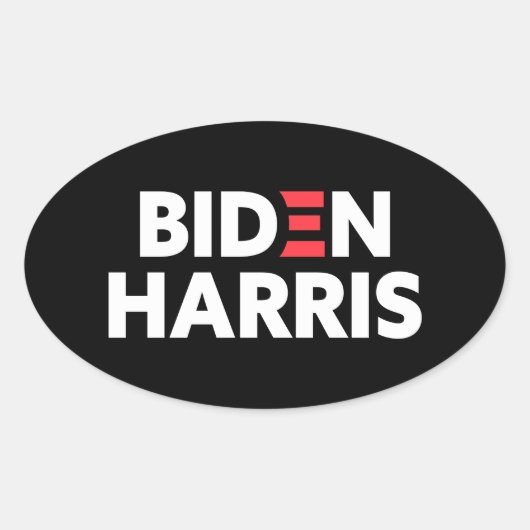 Verkiezingscampagne Biden/Harris Black en White Ovale Sticker (Voorkant)