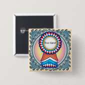 Verkiezingscampagne lint vierkante button 5,1 cm (Voorkant /achterkant)