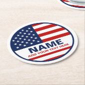 Verkiezingscampagne onder Amerikaanse vlag Ronde Kartonnen Onderzetter (Gebogen)