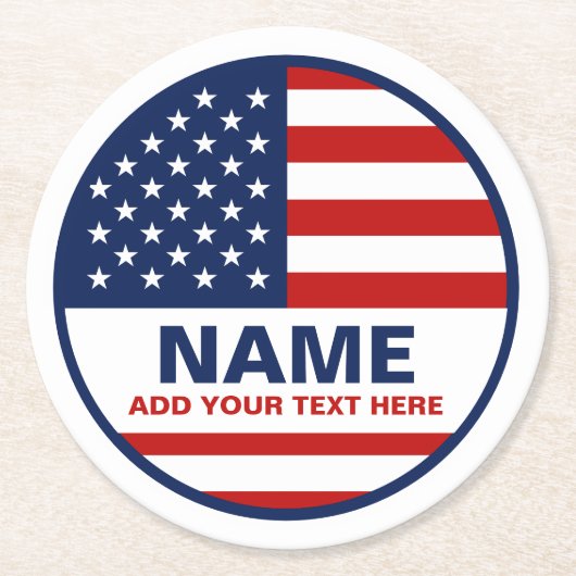 Verkiezingscampagne onder Amerikaanse vlag Ronde Kartonnen Onderzetter (Voorkant)