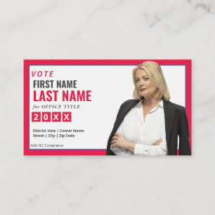 Verkiezingscampagne Rode Republikeinse Partijkandi Visitekaartje