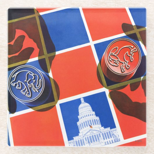 Verkiezingscheckbord Glazen Onderzetter (Voorkant)