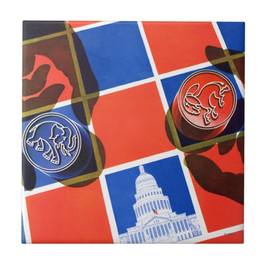 Verkiezingscheckbord Tegeltje (Voorkant)