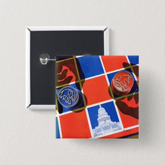 Verkiezingscheckbord Vierkante Button 5,1 Cm (Voorkant /achterkant)